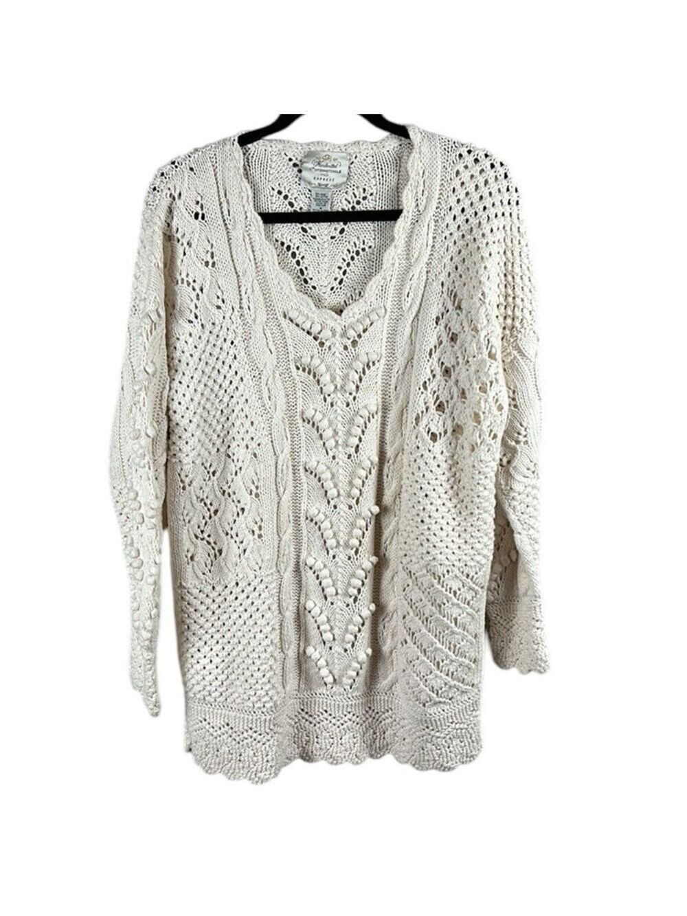 Vintage Express Handknitted Oversized Open Knit Tunic Sweater Size M